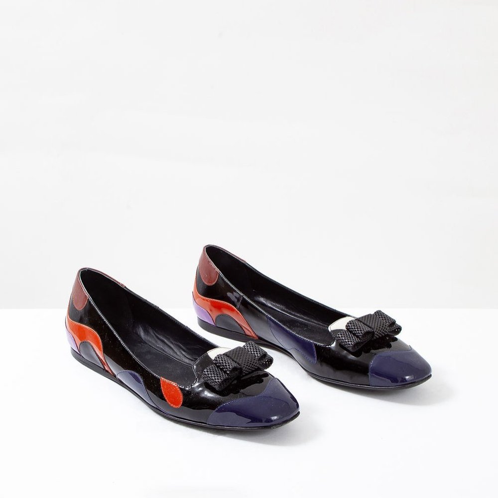 Bottega Veneta Bow Embellished Patchwork Flats
